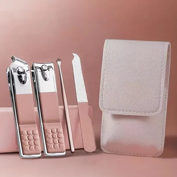 4 In 1 Professional Manicure Set 4-piece Stainless Steel Nail Care Kit – Nail Clippers, Cuticle Nippers, Nail File & Spoon Pusher