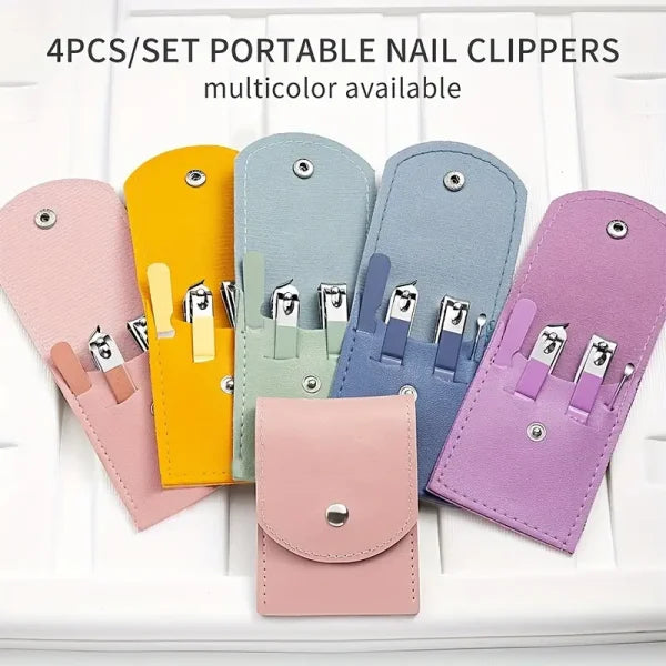 4 In 1 Professional Manicure Set 4-piece Stainless Steel Nail Care Kit – Nail Clippers, Cuticle Nippers, Nail File & Spoon Pusher