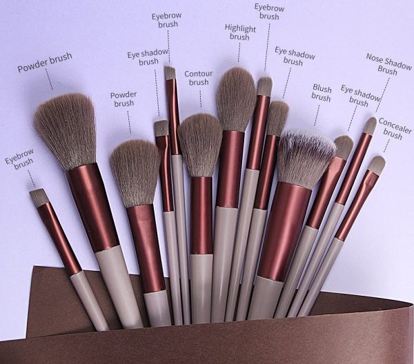 13 Pcs Professional Makeup Brushes Set Travel Portable Soft Makeup Brushes Set Eye Shadow Foundation Powder Eyelash Lip Concealer Blush Make Up Brush Set