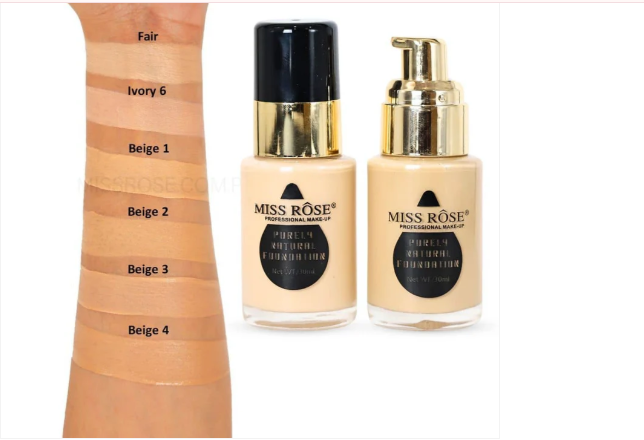 Miss Rose Waterproof Moisturizing Oil Free Full Coverage Deep Whitener Liquid Foundation 30ml