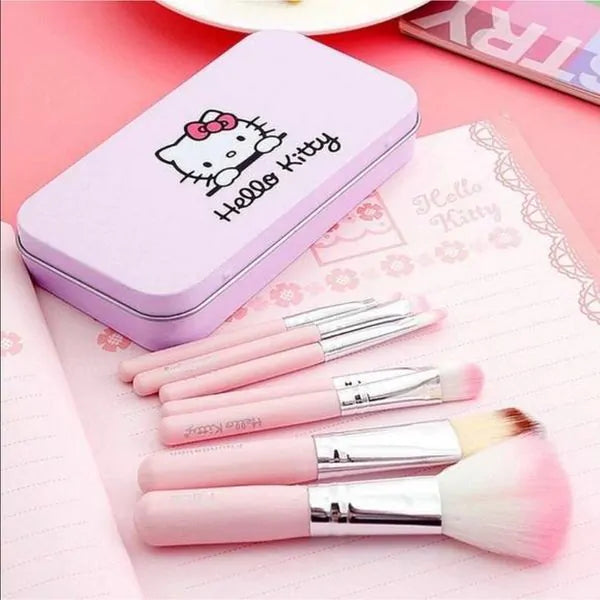Hello Kitty 7 Makeup Foundation Powder Eye shadow Brushes Set