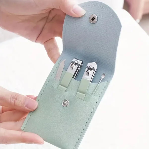 4 In 1 Professional Manicure Set 4-piece Stainless Steel Nail Care Kit – Nail Clippers, Cuticle Nippers, Nail File & Spoon Pusher