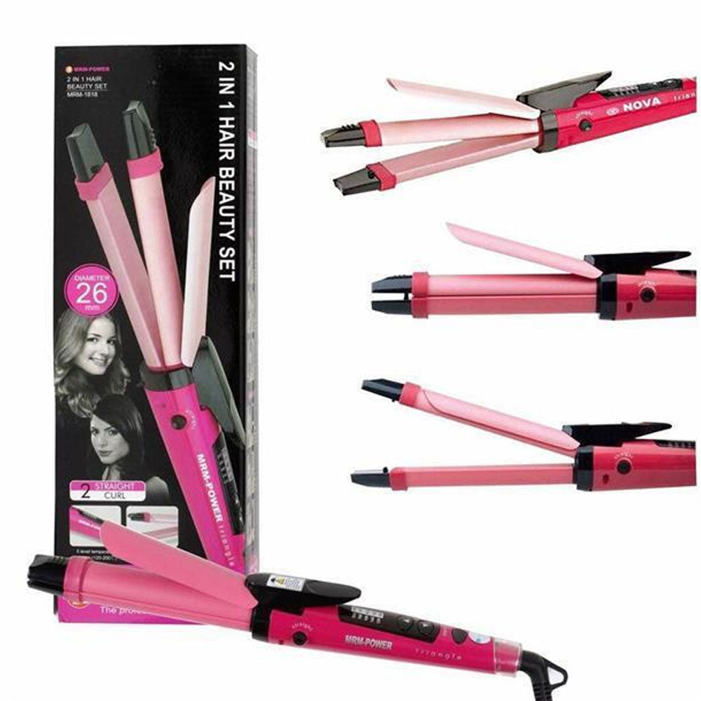 2-in-1 Nova Hair Straightener And Curler – Dual-use Styling Tool With Quick Heat-up Technology, Ceramic Plates For Smooth Straightening & Effortless Curls Model-nh-2009